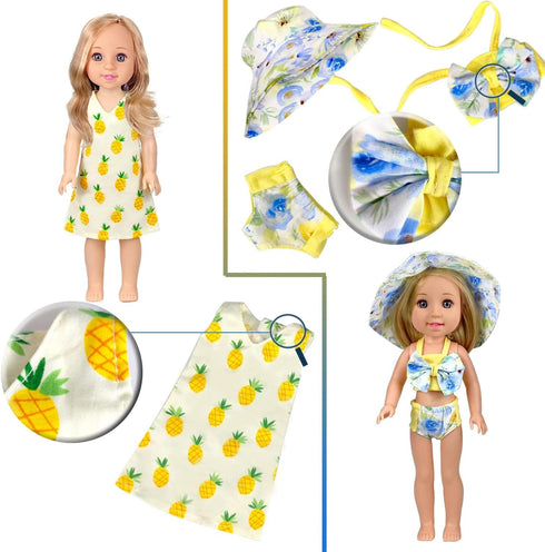 10-Sets Doll Clothes for American 14-inch Dolls, Handmade Outfits and Accessories, Christmas Gift