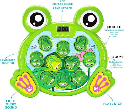 YEEBAY Whack A Frog Game with 2 Hammers, Toddler Learning Toy, Fun Birthday Gift for Kids Age 2+