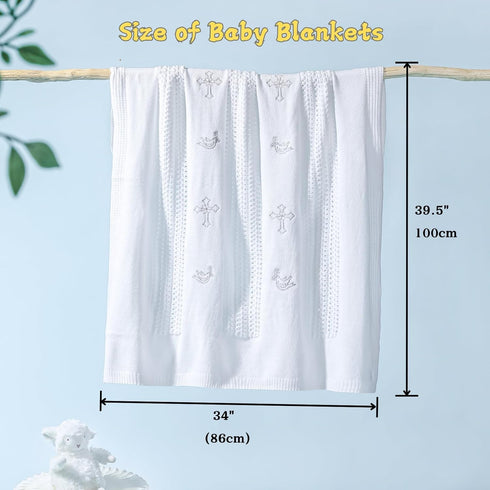 39X34 Booulfi Nursery Blankets Baby Blankets for Boys Girls Baby Receiving Blankets Cross Dove of Peace Embroidery