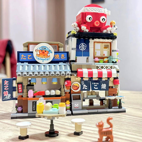 Japanese Street View Building Kits, 722 PCS Modular House Building Set, Mini DIY Model Set for Adults and Teens.