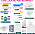 KEFF Kids Cooking and Baking Sets for Girls, Boys, Toddler - Real Kitchen Utensils with Kid Safe Knives, Apron, Chef Hat, Cutting Board, Recipe Book & More - 20pcs Multicolored Kit