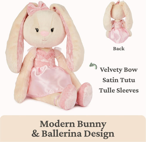 0 15" GUND Take-Along Friends Plush, Curtsy Ballerina Bunny, Bunny Stuffed Animal for Ages and Up, Pink
