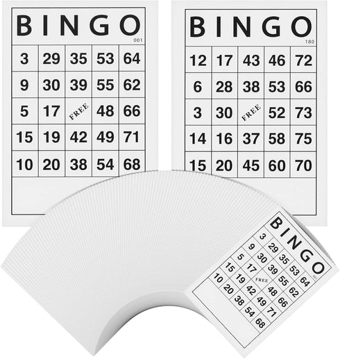 Juvale 180 Sheets Reusable Paper Bingo Cards Bulk - Disposable Number Game Set for Large Groups