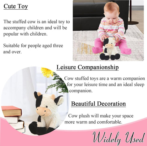 9" Cow Stuffed Animals Plush, Soft Stuffed Cow Toy for Kids Girls Boys