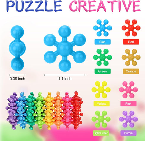 300pcs Building Block Kids STEM Toys - Educational Interlocking Solid Plastic Discs Sets for Preschool Kids Aged 3+