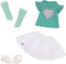 Glitter Girls 14-Inch Doll Clothes, Sparkling with Style Glittery Top and Skirt Outfit, Green White