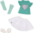 Glitter Girls 14-Inch Doll Clothes, Sparkling with Style Glittery Top and Skirt Outfit, Green White
