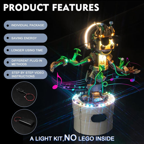 BrickBling LED Light for Dancing Groot, Creative Lighting Compatible with 76297 (Music Version)