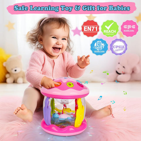6-12 12-18 Tummy 1 2 M SANMERSEN Baby Girl Toys Months - Babies Ocean Rotating Projector Light Up Musical Toys