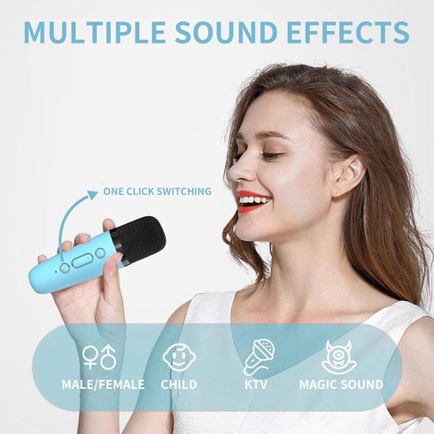 Mini Karaoke Machine for Kids, Portable Bluetooth Speaker with Wireless Microphone, Green Dinosaur Design