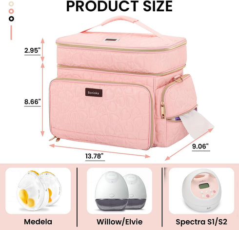 S1/S2, Breast Pump Bag Compatible with Spectra Dual-Layer Pump Carrying Case with Water-Resistant Fabric