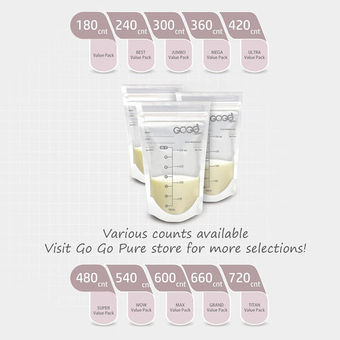 420 Pack 7 OZ, Gamma CT ULTRA Value Breastfeeding Breastmilk Storage Bags - EACH PRE-STERILIZED By Ray, BPA Free, Leak