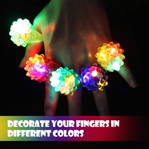 12Pcs Novelty Place Flashing LED Jelly Rings Fun Glow in the Dark Light Up Toy Rings for Kids, Party Favors, Birthday