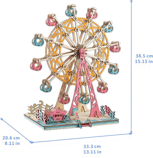 Wooden Ferris Wheel 3D Wooden Puzzle Wooden Building Kit for Birthday Present, Thanksgiving Gift, Valentines Day Gift, New Year Gift