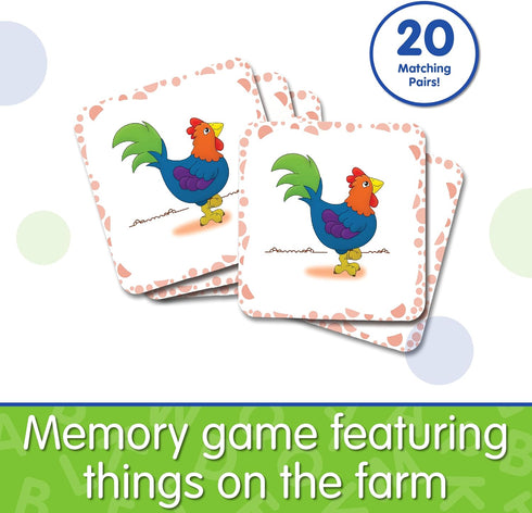 The Learning Journey My First Memory Game - Farm Memory - 20 Card Matching Game - Educational Toddler Gifts for Ages 2+