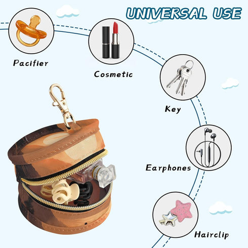 YETTASBIN Cowboy Portable Pacifier Holder Case with Metal Hook Buckle & Zipper for Diaper Bag and Stroller, Versatile