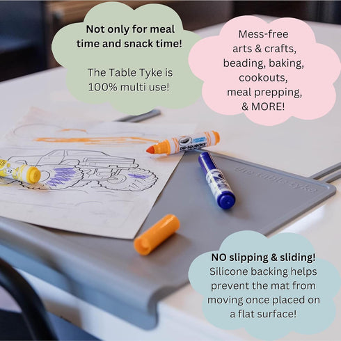 The Table Tyke Silicone Suction Placemat | Teething Edge Bumper/Spill Stopper | Dishwasher Safe, Travel Ready, Fits