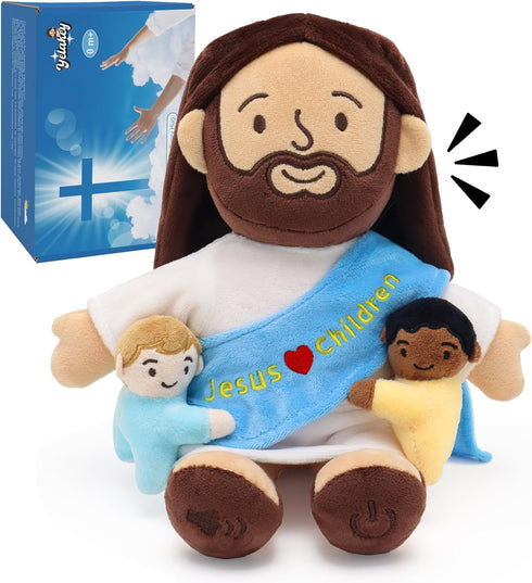 Yelakey 9" Talking Jesus Plush for Kids, Jesus Loves Children Stuffed Doll