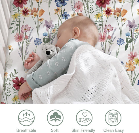 4 Pack Set, Little Grape Land Crib Sheets for Boys and Girls, Baby Neutral Crib Fitted Sheets for Standard Crib