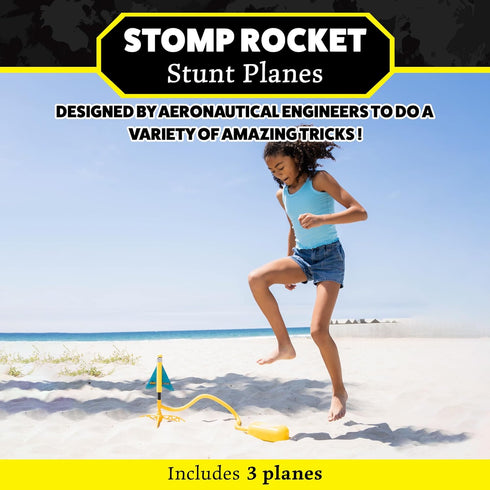 3 100 Stomp Rocket Stunt Plane Launcher Toy for Kids - Foam Airplane Toy Soars Over Feet - Unique Tricks & Adjustable