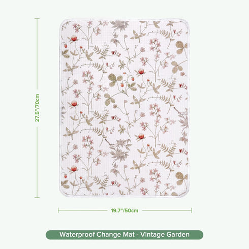 100% (1pc, 19.5" 27.5" haakaa Waterproof Changing Pad Liners, Cotton, Soft & Breathable x Vintage Garden)