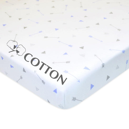 American Baby Company 100% Natural Cotton Fitted Mini Crib Sheet 38" x 24" - Silver Blue Arrow