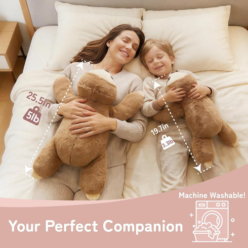 20" 3.3 Niuniu Daddy | Pound Weighted Sloth Stuffed Animals for Adults & Kids & Baby, Large Brown Sloth Weighted Lap