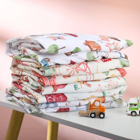VitalCozy 4 Set 52 28 8 Inches Pcs Farm Animals Crib Sheet Newborn Bedding Nursery Baby Sheets for Girl Boys Baby Gifts