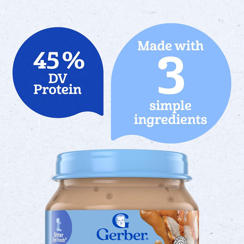 2 10-Pack Gerber Stage Baby Food, Turkey and Gravy Jar, Baby Food Poultry Puree, Baby Mealtime, Baby Puree Jars Glass