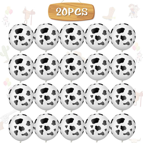 Charniol 20 Pieces Cow Balloons - Funny Print Latex Balloons for Children's Birthday Farm Party Decoration