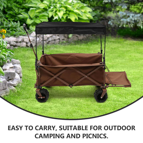 Setup Portable Folding Wagon Canopy Sunshade for Outdoor Activities Family-Friendly Utility Cart for Picnics Camping