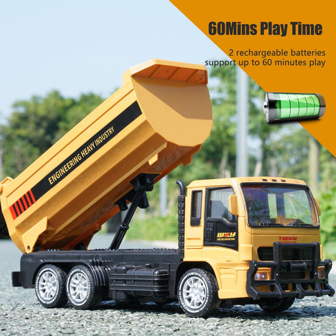 2.4GHz 45 2 3 4 5 6 7 8 Jiakora Remote Control Dump Truck for Kids, RC Construction Vehicle with LED Lights, Dumping