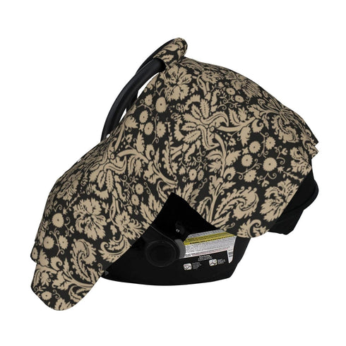 Hcpwzrf Black and Tan Damask Pattern Baby Car Seat Cover & Nursing Cover - Breathable Stretch Multi-Use Cover