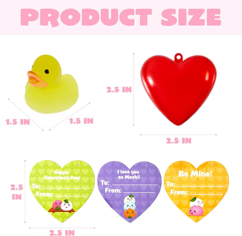 28 Packs JOYIN Valentines Day Gifts for Kids, Glow Mochi Squishy Toys with Heart Funny Valentines Day Cards for Kid