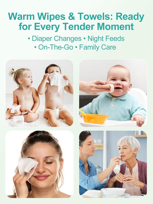 Baby Wipes Warmer, Larger Capacity Wipe Dispenser, Even Heating Diaper Wipe Warmer with Night Light, On/Off Switch