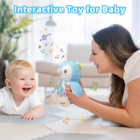 Fuzqq 0-6 Play,Tummy 0-12 Baby Toys Months,Musical Plush Stuffed Animal with Rattles & Crinkle Paper,Hanging Ring