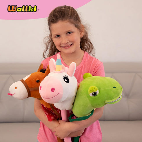 WALIKI Unicorn Stick Horse Toy - Cute Birthday Gift for 2-7 Year Old Girls