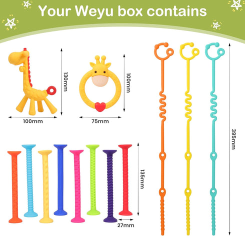 Wey 3-24 High Chair Suction Toys for Babies Months Baby Sensory Toys, Strong Suction Cup Montessori Toys, Teething Toys