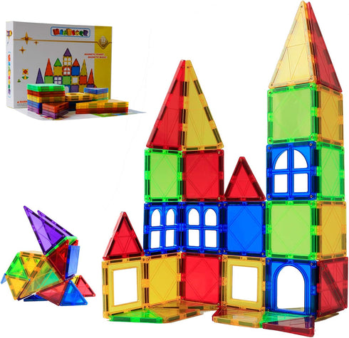 Magnetic Blocks, MAGBLOCK Magnetic Tiles for Kids - 3D Magnetic Building Blocks for Toddlers Building Blocks with Clear
