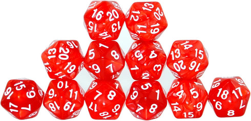 12-Pack 20 D20 SmartDealsPro Sided Dice Pearl Large Polyhedral Spin Down Dice Die with Pouch for DND RPG MTG Table Game