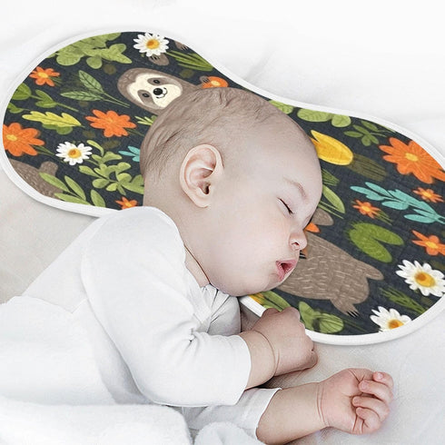 Bulletgxll Set 4, Sloths with Flowers Unisex Baby Burp Cloths of Soft Absorbent Organic Cotton Muslin Burping Cloths