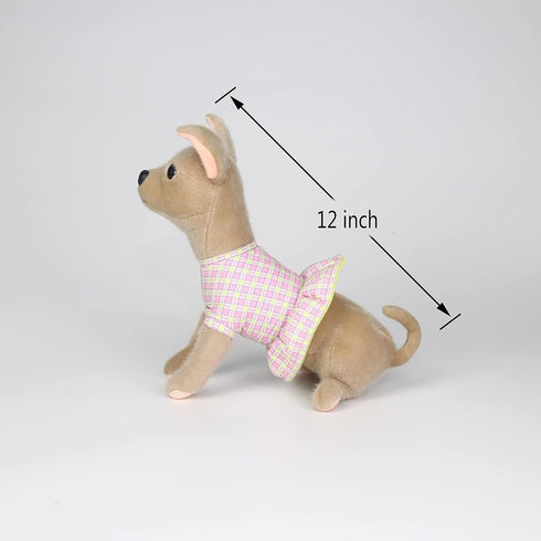 12-Inch CU-MATE Stuffed Animal Chihuahua Plush Toy Realistic Puppy Dog Sitting in a Skirt (Present Gift)