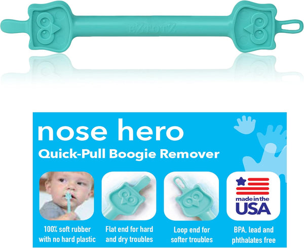 Nose Hero Baby Nose and Ear Cleaner Tool - Made in USA, 100% Soft Flexible Rubber Infant Booger Picker, Safe, BPA Free