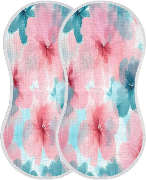 YETTASBIN Mint Flower Muslin Baby Burp Cloth, Super Soft Absorbent Cotton Burp Rag Baby Bibs Feeding Cloth for Newborn