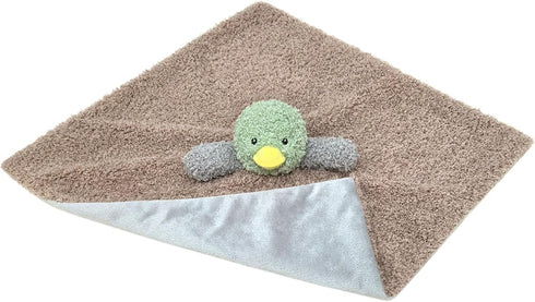 14 Inches Baby Mallard Duck Soft Stuffed Animal Security Blanket, Plush Green Duck Character Lovey Blanket, Baby