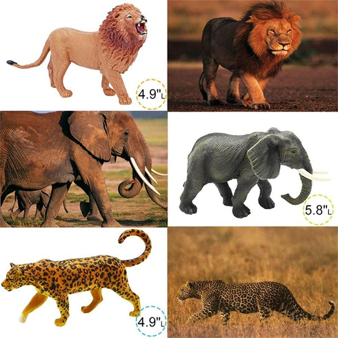 65PCS Safari Animal Figurines Toy Set, Realistic Jungle Zoo Figures for Kids Ages 3-8