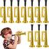 Poen 12 Pcs Mini Metallic Trumpet Toy Set, 7 Inch Plastic Noise Makers for Kids Events & Music Class (Gold)