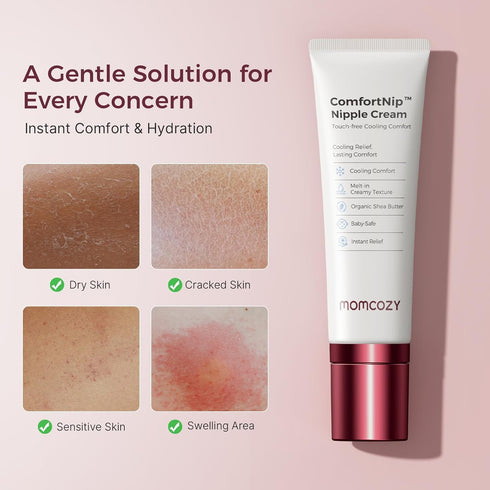 Momcozy 1.76oz Cooling Nipple Cream Safe for Nursing,Fast Relief with Cooling Ceramic Applicator for Cracked Nipple