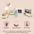 Cozy Playset SPEEDY MONKEY Dollhouse Living Room with Bunny Miniature FSC Wooden Furniture Sofa, TV Pretend Play Fully