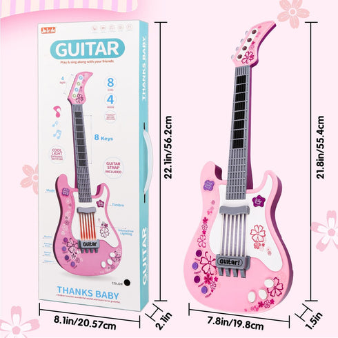 3 4 5 M SANMERSEN Kids Electric Toy Music Pink Guitars for Girl, with Strap for Kid, Toddler Musical Instrument Toys